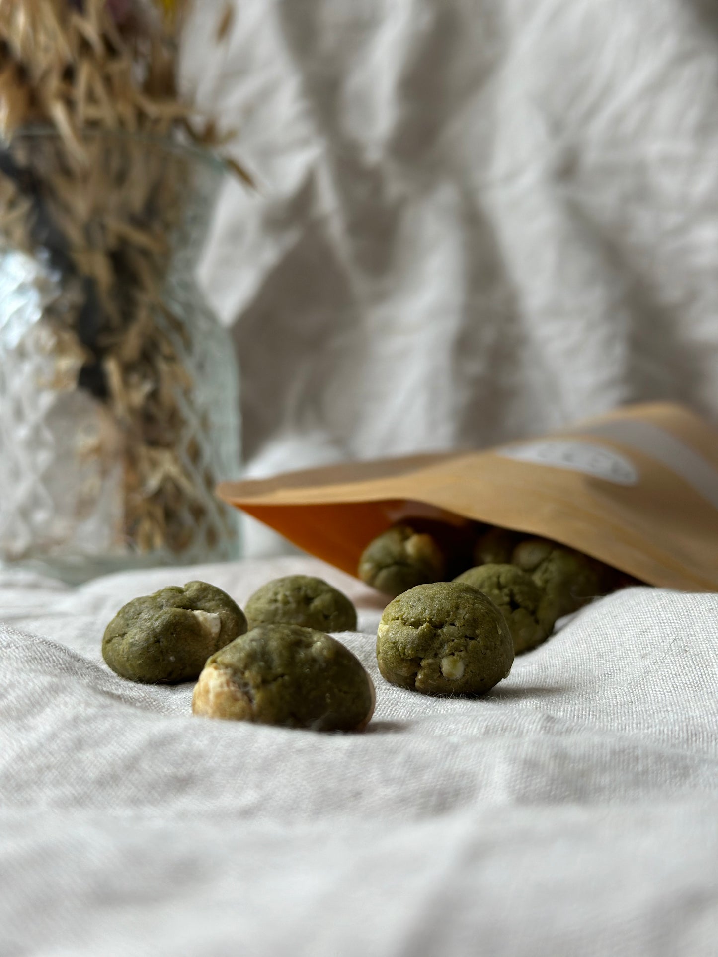 Mini Crunchy Matcha White Choc Chip Cookies