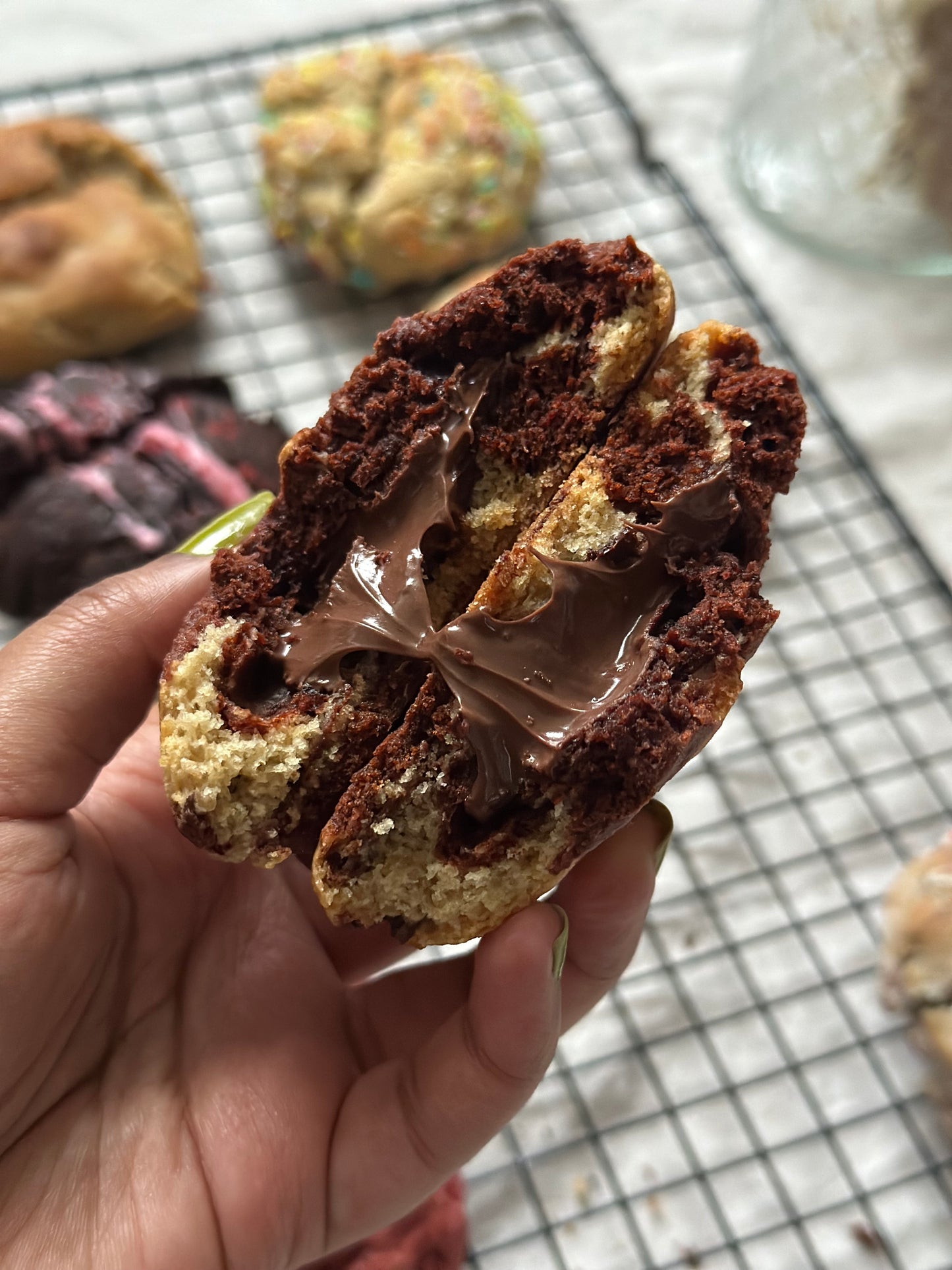 Red Velvet Chocolate Chip Nutella Swirl Cookie